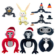 跨境Gorilla Tag plush 圣诞帽多色猩猩毛绒玩偶龇牙四脚猴子娃娃