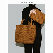 光夏GASO法式手工编织托特包女大容量电脑包手提帆布包子母包