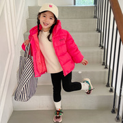 秋冬韩版儿童短款羽绒棉服女童，高领连帽棉袄外套，中小童装加厚棉衣