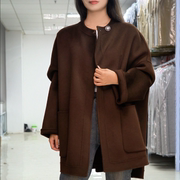 2022冬季韩版圆领双面毛呢羊绒大衣中长款宽松减龄显瘦女外套