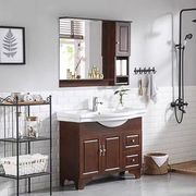 中式现代简约落地式橡木，浴室柜组合面盆，洗手洗漱台实木整体卫生间