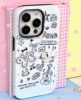 花椰子原创ins风韩国涂鸦卡通双层手机壳适用于iPhone15Pro苹果14promax可爱12菲林全包xr