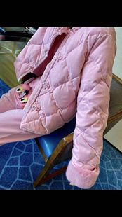冬季 冬装拜年中式盘扣毛领中国风丝绒棉服外套女粉色棉衣女短款