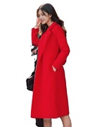 大码红色双面羊绒大衣女中长款秋冬韩版修身显瘦过膝毛呢外套