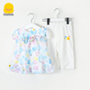 断码黄色小鸭女童夏季套装宝宝雪纺甜美上衣，短袖轻薄1-2岁