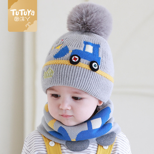 婴儿帽子秋冬季男宝宝保暖护耳毛线帽女婴幼儿可爱超萌针织帽