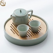青灰釉简易功夫茶具套装，家用自用茶壶茶盘，整套泡茶器中式小套装