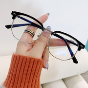 半框眼镜框款蓝光成品，近视眼镜可配度数潮流时尚，平光镜眉毛镜框