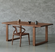 悬浮桌北美黑胡桃日式餐桌大小户型长桌北欧简约纯实木卯榫工作台