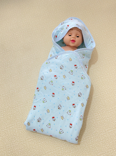 新生儿抱被婴儿包被秋冬款纯棉宝宝抱毯春夏季用品睡觉袋带帽