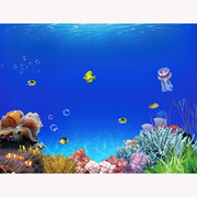 鱼缸背景板3d立体水族箱壁画背景纸高清造景装饰海底贴纸静电自粘