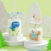 玻璃牛奶杯带刻度酸奶杯微波炉专用可加热燕麦杯儿童喝奶粉吸管杯