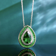 珠宝祖母绿 水滴8*12高碳钻耳环纯银 欧美ins奢华项链女