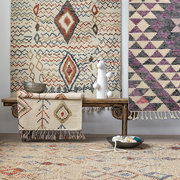视觉味道 进口北欧现代简约中式客厅摩洛哥混搭风格手工羊毛地毯