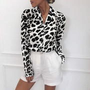 leopardprintlongsleevechiffonblouse豹纹，长袖雪纺女士衬衫