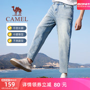 骆驼2024春夏季牛仔裤，男士宽松薄款直筒锥形美式浅色，百搭休闲长裤