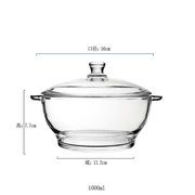 家用微波炉碗大号沙拉碗双耳玻璃碗钢化玻璃碗带盖汤碗泡面碗玻璃