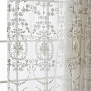 欧式刺绣白纱窗纱窗帘加密绣花窗纱，白色纱帘卧室，客厅飘窗阳台纱帘