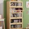 实木书架置物架落地儿童书柜带玻璃门家用防尘客厅书橱松木展
