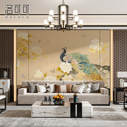 新中式牡丹花鸟壁布电视背景墙壁纸沙发影视墙纸酒店包间孔雀壁画