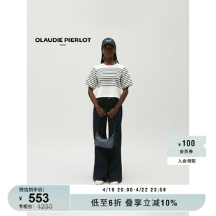 CLAUDIE PIERLOT Outlet女装休闲短袖黑白色条纹T恤CFPTS00810