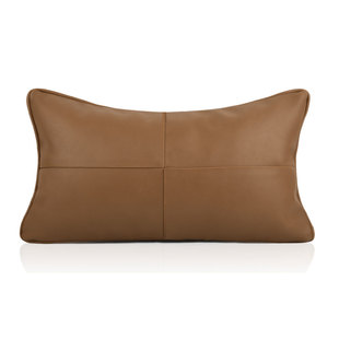 现代沙发咖色皮拼接腰枕办公室靠枕护腰靠垫，抱枕轻奢高档长方形