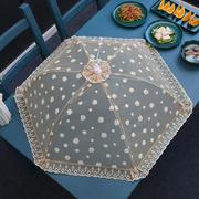 餐桌盖菜罩加密网纱透气饭菜罩可折叠碗罩防苍蝇防尘罩圆形可清洗