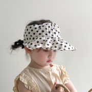 宝宝帽子夏季薄款可爱圆点，男女童大帽檐，空顶帽防晒遮阳儿童太阳帽