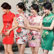 旗袍真丝绸短款2024年夏季年轻款少女改良版小个子性感中国风
