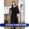 大码撞色假两件连衣裙女春季胖mm高级感显瘦a字气质长袖中长裙子