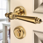 欧式金色磁吸门锁法式轻奢卧室室内门把手静音分体门锁家用木门锁