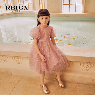 rbigx瑞比克童装秋季泡泡短袖，仙女公主裙，中大童网纱连衣裙蓬蓬裙
