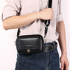 男士真皮手机包时尚(包时尚，)迷你小挎包百搭拉链，小包横款老人包零钱包