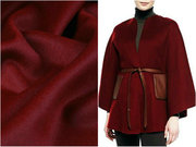 枣红色 双面羊绒服装布料 高端定制加厚羊绒羊毛秋冬大衣进口面料