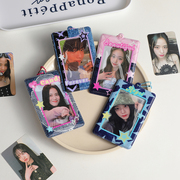 ins韩版复古牛仔风pvc透明卡套，少女追星咕卡套学生挂件饭卡卡包