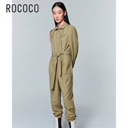 rococo秋款显瘦工装收腰百搭通勤泡泡袖，连体长裤女连体衣