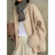 麻霖原创设计2023冬季双层羊毛圈肌理软糯加厚保暖显瘦外套