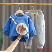 宝宝秋装卫衣套装男童，帅气韩版0-1-3岁2小童婴幼儿春秋衣服两件套