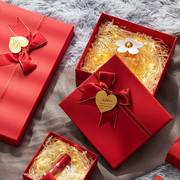 礼物盒空盒精美生日，大红色蝴蝶结包装盒，裙子睡衣喜庆