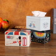 家用客厅创意铁质纸巾盒餐桌，抽纸盒餐巾纸抽盒可爱卡通车载卷纸筒