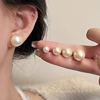 s925银针法式珍珠耳钉女复古气质养耳洞耳环轻奢小众高级感耳饰品