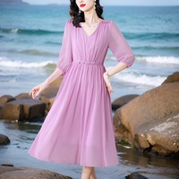 沙滩裙印花波西米亚，长裙2024年高端海边度假三亚拍照裙子超仙