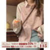 jmwomen粉色长袖衬衫女春季2024设计感小众日系复古宽松上衣