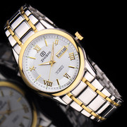  男品牌商务手表夜光钢带双瑞士镂空全自动机械日历国产腕表