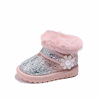 女童雪地靴2024冬季儿童，大棉鞋宝宝，靴子小女孩花朵加绒保暖鞋