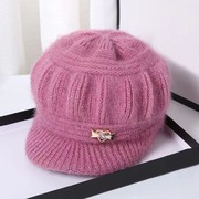 冬季中老年帽子女针织毛线帽女士加绒保暖护耳帽子妈妈奶奶帽