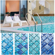 网红陶瓷马赛克游泳池蓝色面波浪纹酒店浴池地中海鱼池室