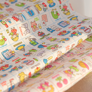 日本KOKKA纯棉平纹布可爱卡通拼布格子手工包包服装儿童床单面料