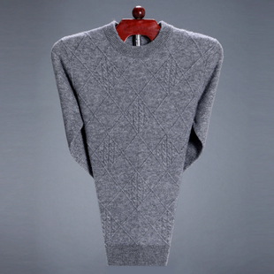 羊绒衫男士冬季加厚100%纯羊绒，圆领中年羊毛衫保暖毛衣