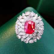魅晶天然原矿晶体，通透红宝石裸石镶嵌戒指吊坠时尚简约两用款